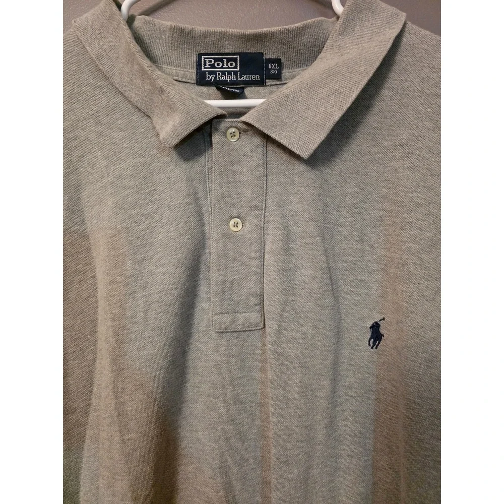 Polo Ralph Lauren Mens 6XL Big Grey Cotton Pique Short Sleeve Polo Pony Logo